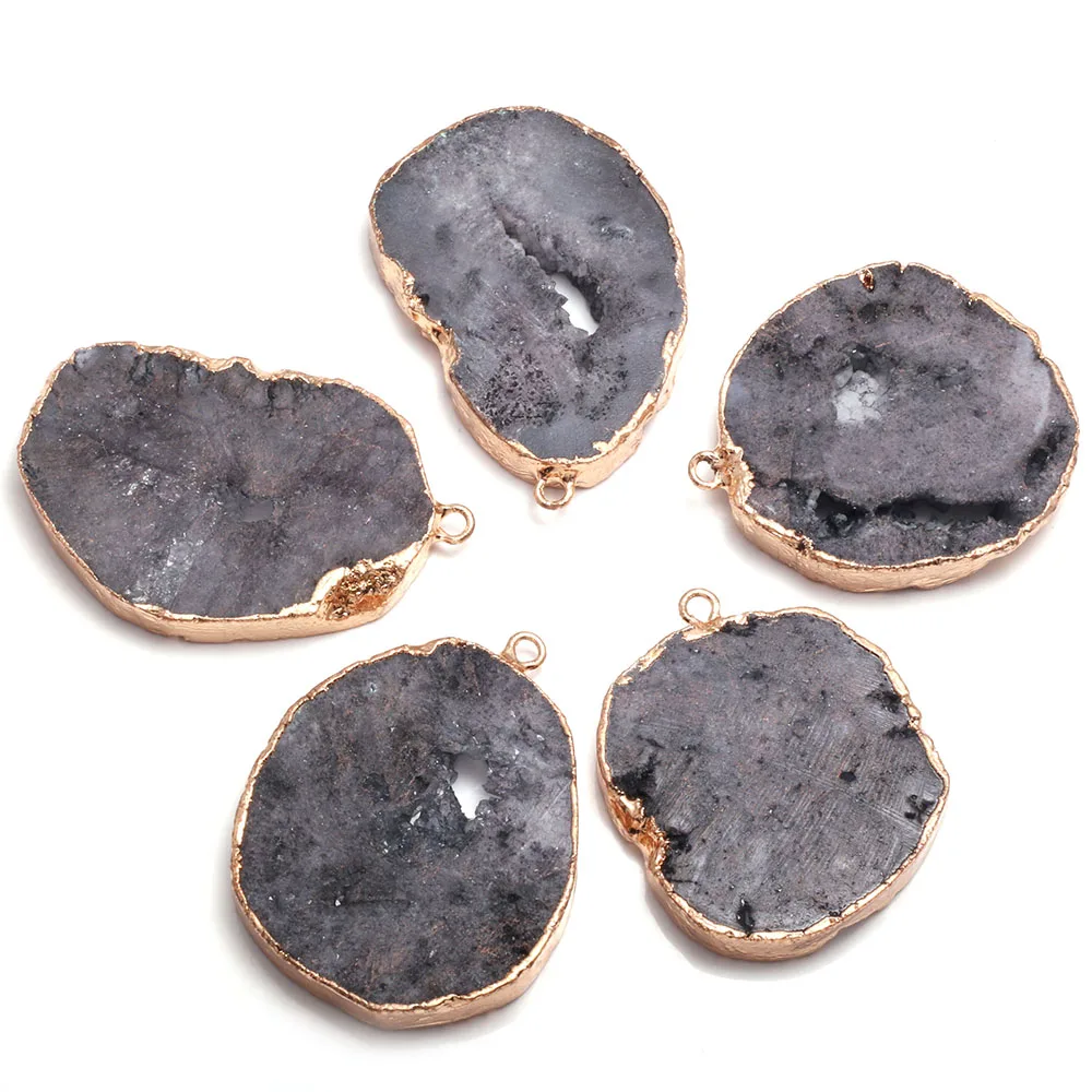 

Natural Stone Black Crystal Cluster Pendants Irregular Shape Exquisite Charm For jewelry making DIY necklace Earring accessories
