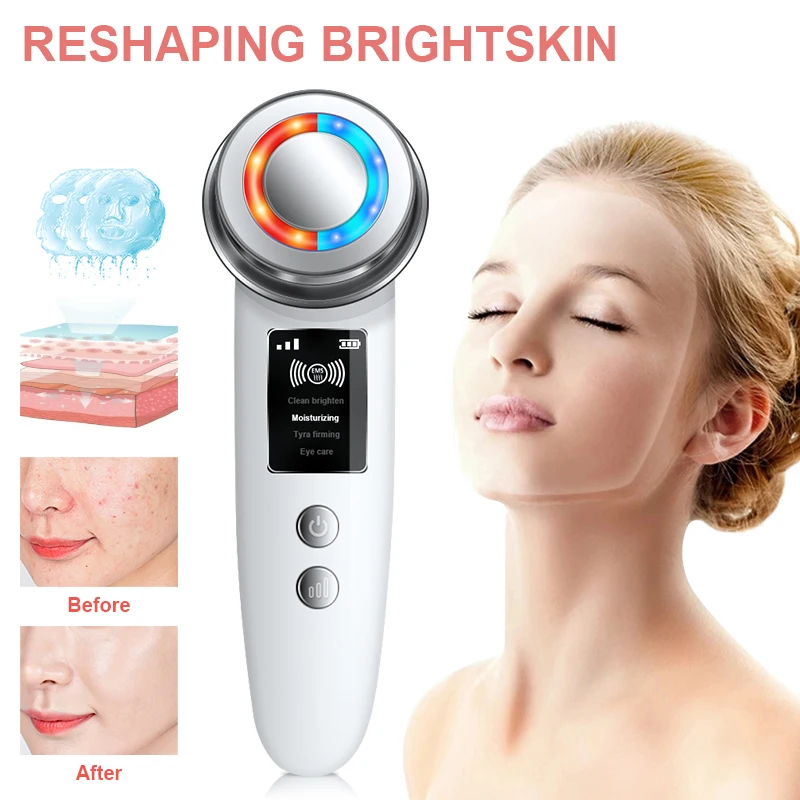 

MAKEGINA RF Radio Frequency Facial Lifting Machine Heating Therapy Electric LED Photon Light EMS Frequency Vibration Massager