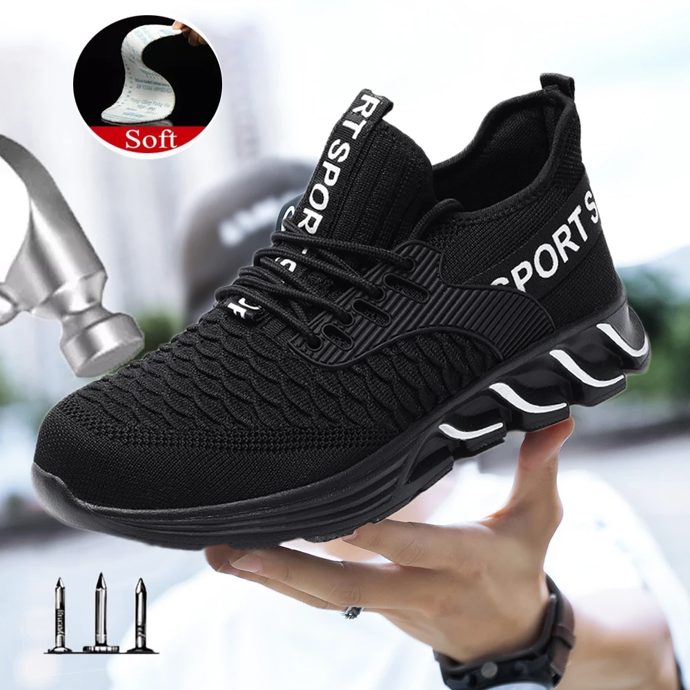 

New new men safety shoe boots sneakers work safety shoes steel toe safety shoes large size 48 size sports light casual shoes