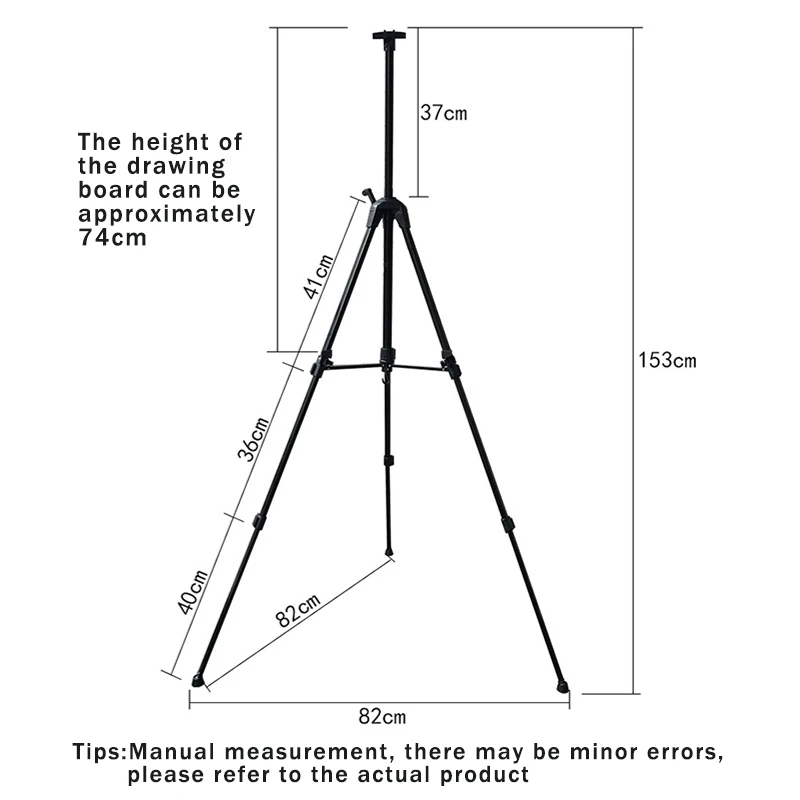 Aluminum Alloy Easel Hand Crank Telescopic Tripod Stand Sketch Drawing Travel Easel Retractable Adjustable Metal Sketch Easel images - 6
