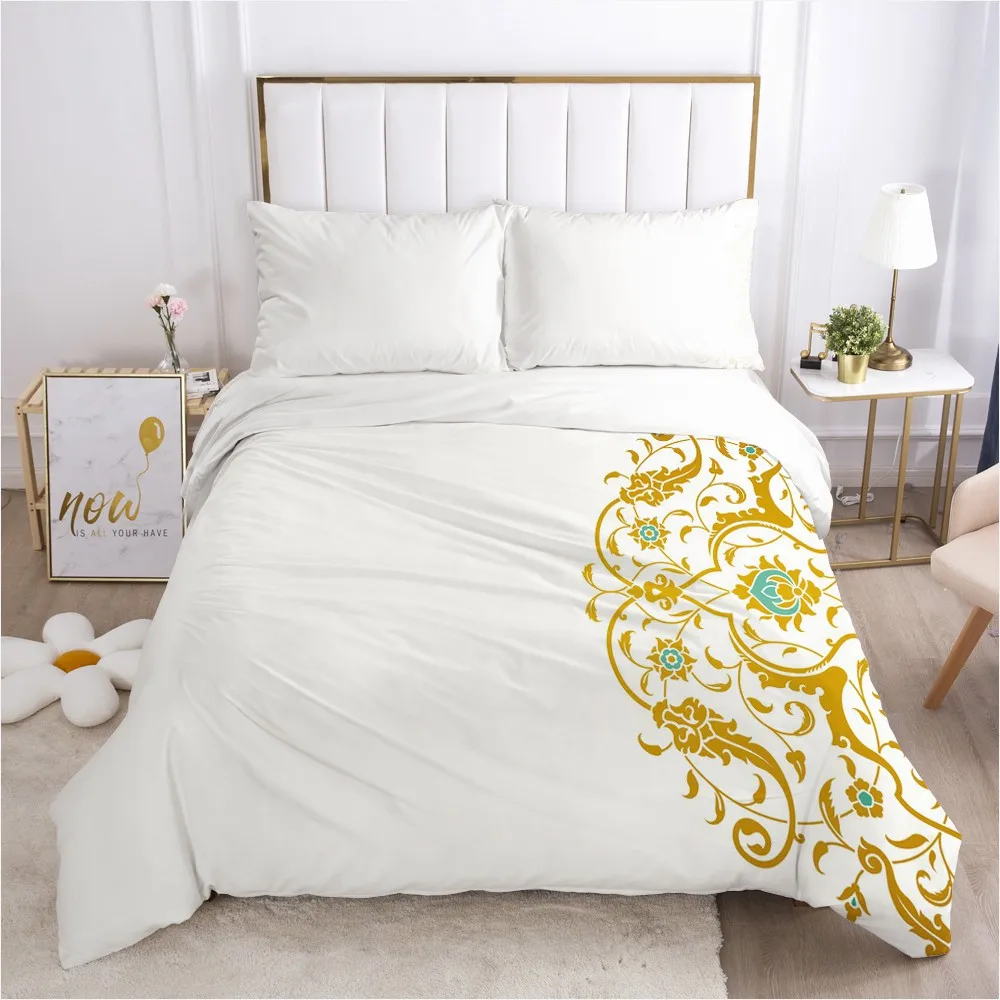 

1PCS Duvet Cover Comforter/Quilt/Blanket Case King/Double 3D HD Printed with Zipper 200x220/220x240 Size Bedding Simple camel