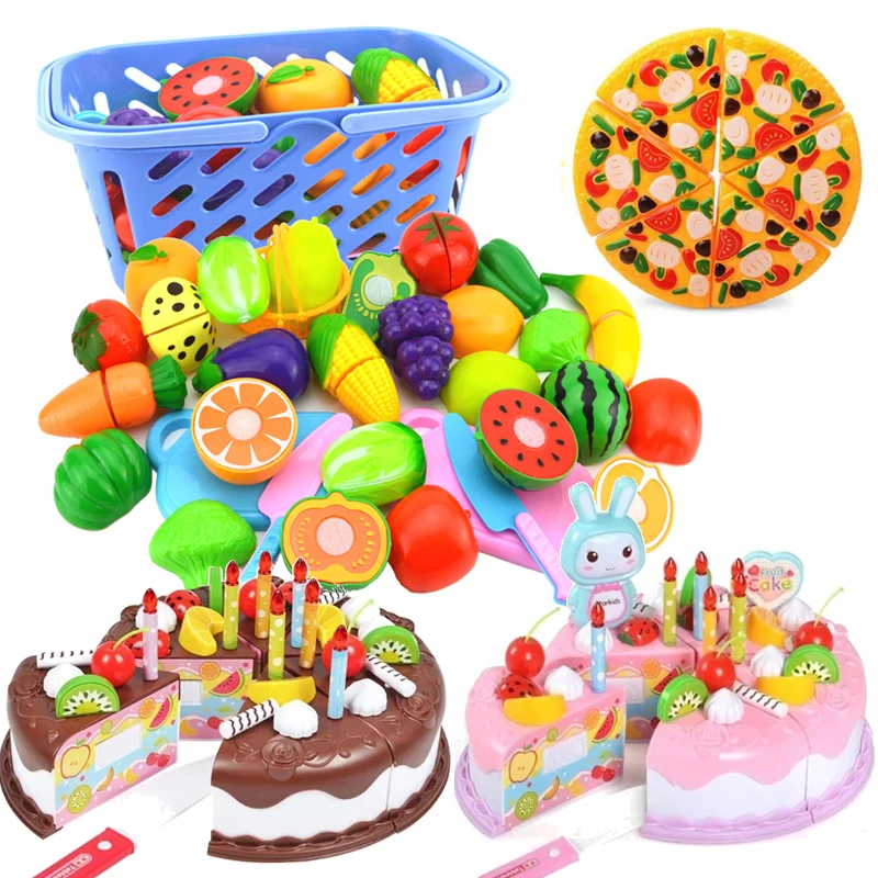

Детская пластиковая игрушка для кухни, пирожные «сделай сам», игрушка для резки фруктов, овощей, игрушки для ролевых игр, обучающий подарок ...
