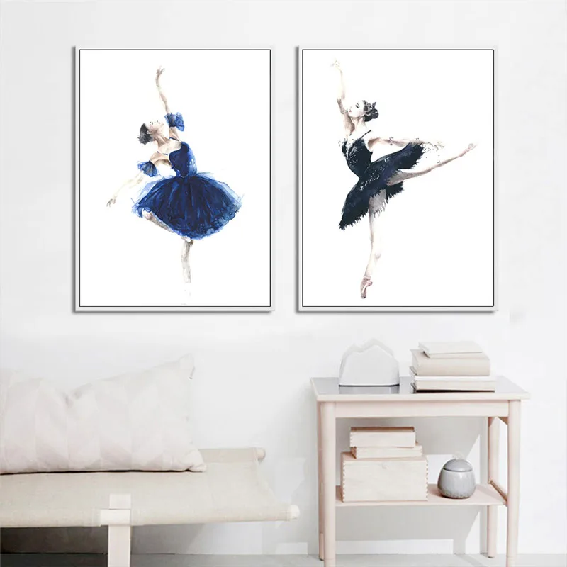 

Watercolor Abstract Dancing Girl Canvas Painting Elegant Ballet Wall Art Posters And Prints Nordic Minimalism Home Decor