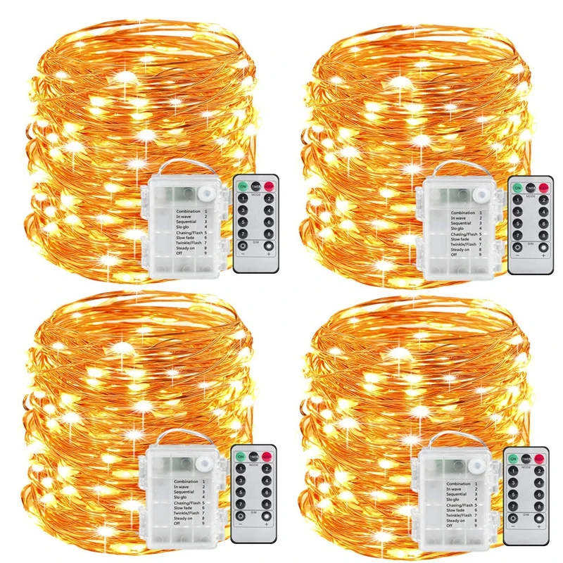 

Fairy Lights Battery Operated 100LED String Lights Remote Control Timer Twinkle String Lights 8 Modes 16.4 Feet Firefly Lights