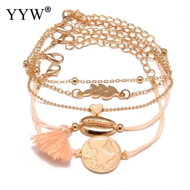 Модные 5 шт браслет набор нейлон хлопок шнур кисточкой элегантные женские