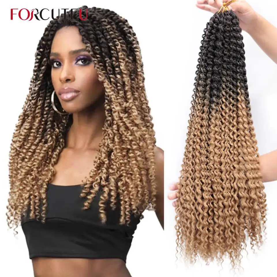 Длинные волнистые волосы Омбре для вязания крючком синтетические плетеные