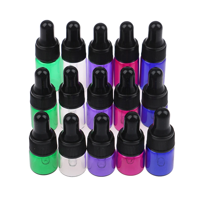 

10pcs 1ml/2ml/3ml Empty Clear Amber Glass Dropper Bottle With Pipette Refillable Essential Oils Travel Bottle Container Makeup