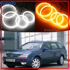 Хлопковые переключающиеся светодиодные кольца с белым янтарным ангельским глазом, дневные ходовые огни, указатели поворота для FORD Mondeo MK3 2001-2007