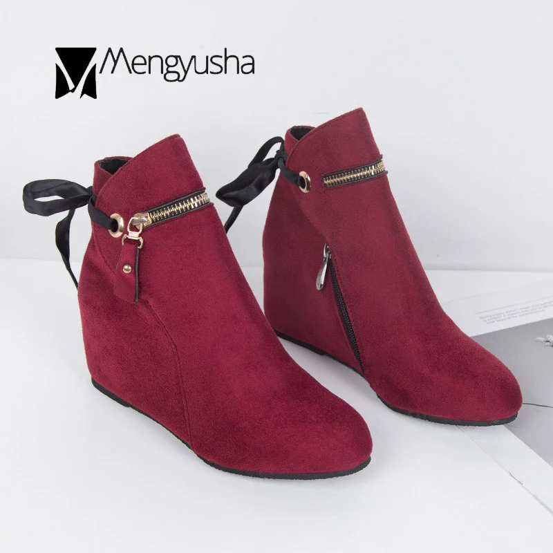 Ботинки Челси на танкетке увеличивающие рост Дизайнерские ботинки с круглым