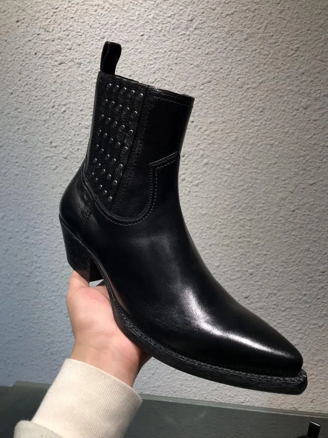 Индивидуальные слипоны шип заклепка лодыжки с заклепками Черные Ботинки Челси