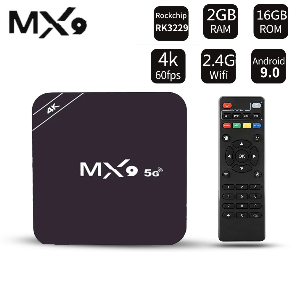 ТВ-приставка MX9 Smart Android 9 0 Rockchip RK3229 2 Гб 16 4 ГГц/5 ГГц WiFi 3D 1080P 4K медиаплеер Youtube Google
