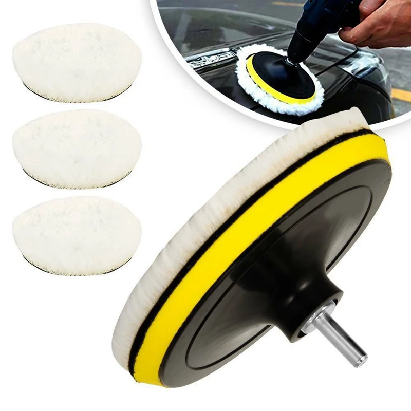 

5Pcs 6 Inch Polishing Pad Wool Wheel and Mop Set for Automobile Polishing Machine for Drill Bit