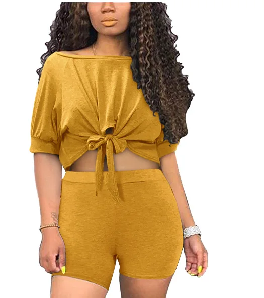 

Summer Short Two Piece Set Women Clothes Casual O Neck T Shirt Top And Shorts Set Streetwear 2 Piece Outfits For Women Suit