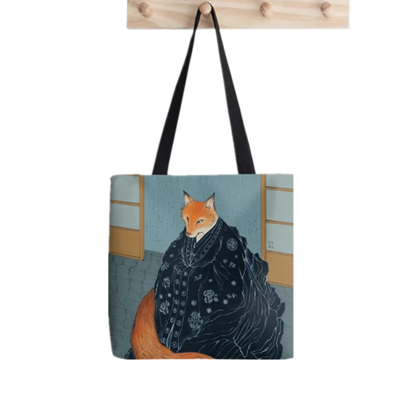 

The fox wedding Printed Shopper Bag Harajuku women Shopping Bag Canvas Shopper Bag girl handbag Tote Bag Shoulder Lady Bag