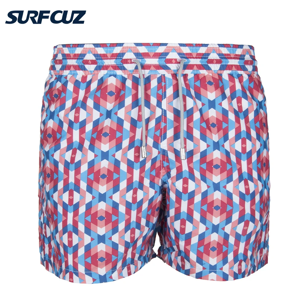 

SURFCUZ Men's Diamond Swim Trunks Quick Dry Volley Beach Shorts with Pockets for Holiday Men's Swimwear Sports Running Shorts