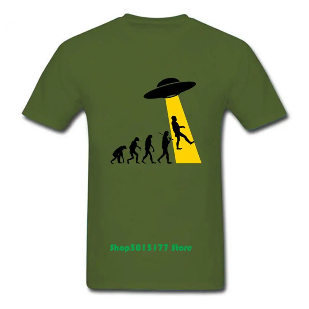 Ufo Abduction Human Evolution Aliens UFO забавная Мужская футболка с круглым вырезом 100% хлопок