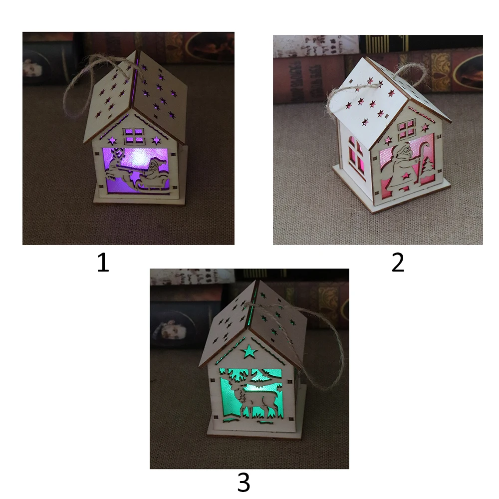 Hot LED Merry Christmas Decoration for Home Lighting Glowing Wooden House Tree Decorations Pendant DIY Gift Window Dis | Дом и сад