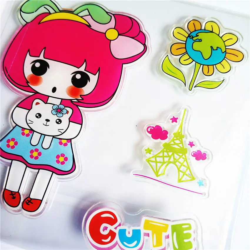 Горячая продажа Милая девочка прозрачный штамп/силиконовый валик для