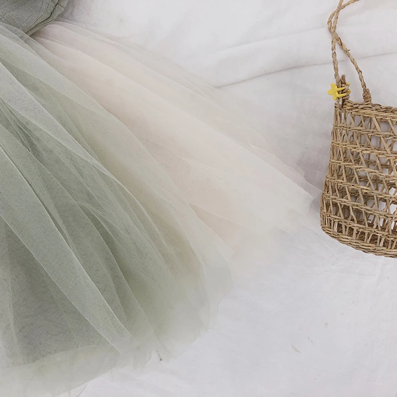 Новое осеннее платье для девочек хлопковое Сетчатое милое принцессы с круглым