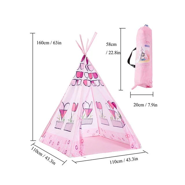 pink Палатка для игр Замок принцессы Складная Типи складная палатка детская девочка уютный игровой домик розовые детские подарки на открытом воздухе Игрушка палатки - Цвет: pink