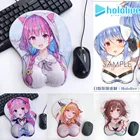 Коврик для мыши Vtuber Youtuber Hololive Oppai с анимацией, защита запястья, коврик для клавиатуры, коврик для стола Minato Aqua пекора