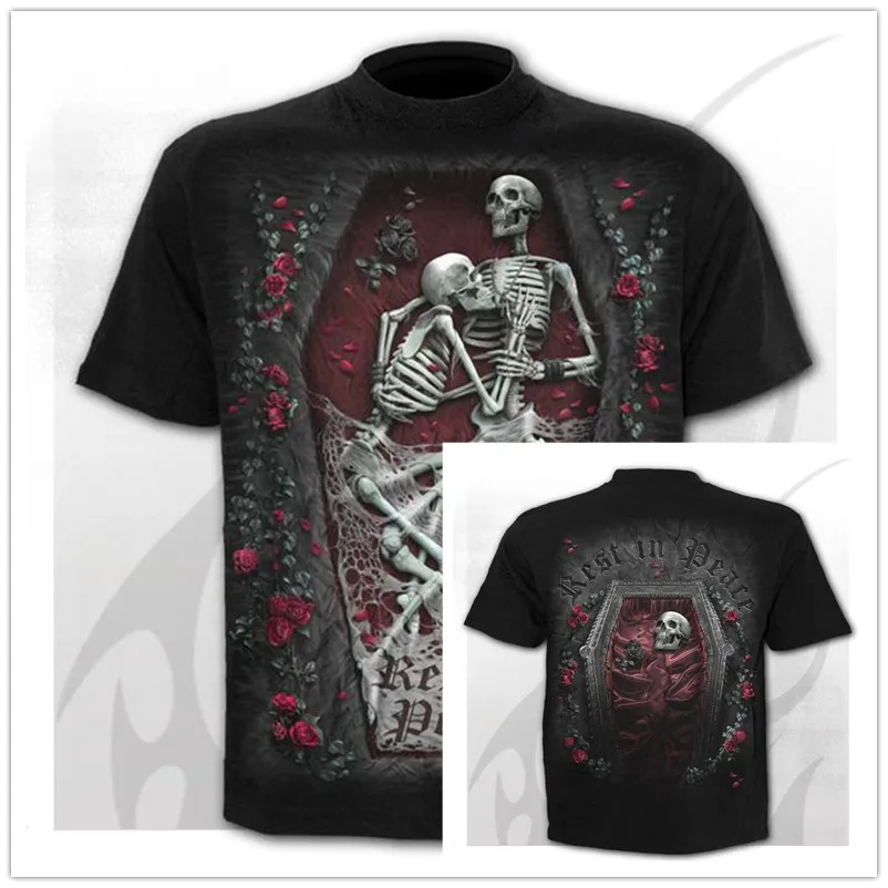 

New 3D T Shirt Woman Men Skull Tshirt Print Skeleton Summer Tops Casual Tees Short Sleeve Streetwear Gothic Halloween