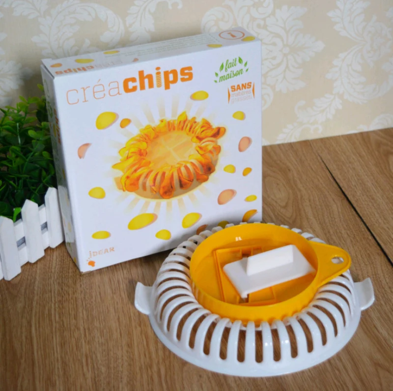 

Microwave Fat Potato Chips Maker Apple Fruit Crisp Potato Chip Slicer Snack Maker DIY Set Tray Kitchen Tool Random Color