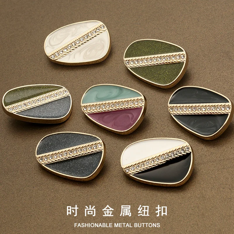 Овальные Стразы золотистые металлические пуговицы для рукоделия одежда женский