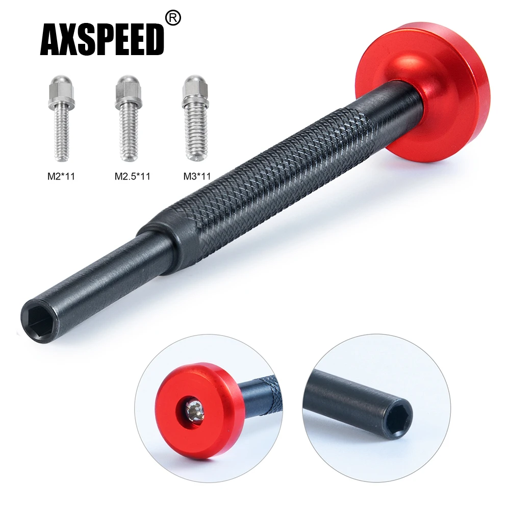 

AXSPEED 10Pcs Metal M2/M2.5/M3 Ball Head Hex Screws & Tool for 1/10 RC Crawler Car Truck Model Upgrade Parts Accessories