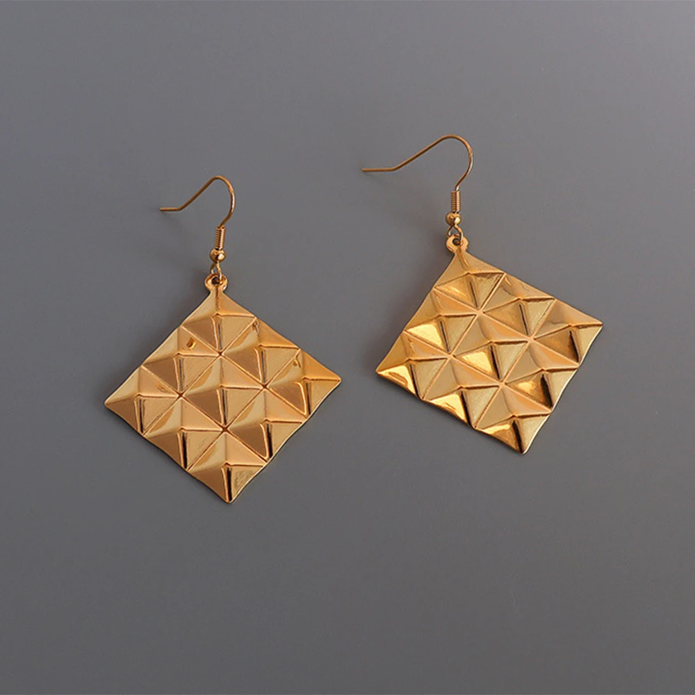 

Geometric Earrings Ins Rivet Batch Flower Square Wild Earrings Exaggerated Personality Titanium Steel Earrings