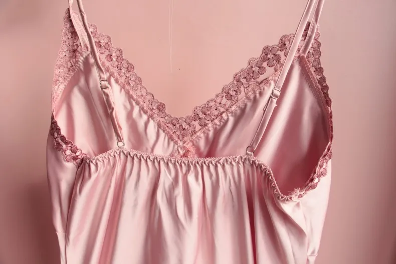 Женские пижамы атласный костюм сексуальный кружевной отделкой для сна Lounge