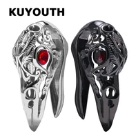 kuyouth latest stainless steel red gemstone skeleton bird ear weight body piercing jewelry earring expanders stretchers 2pcs