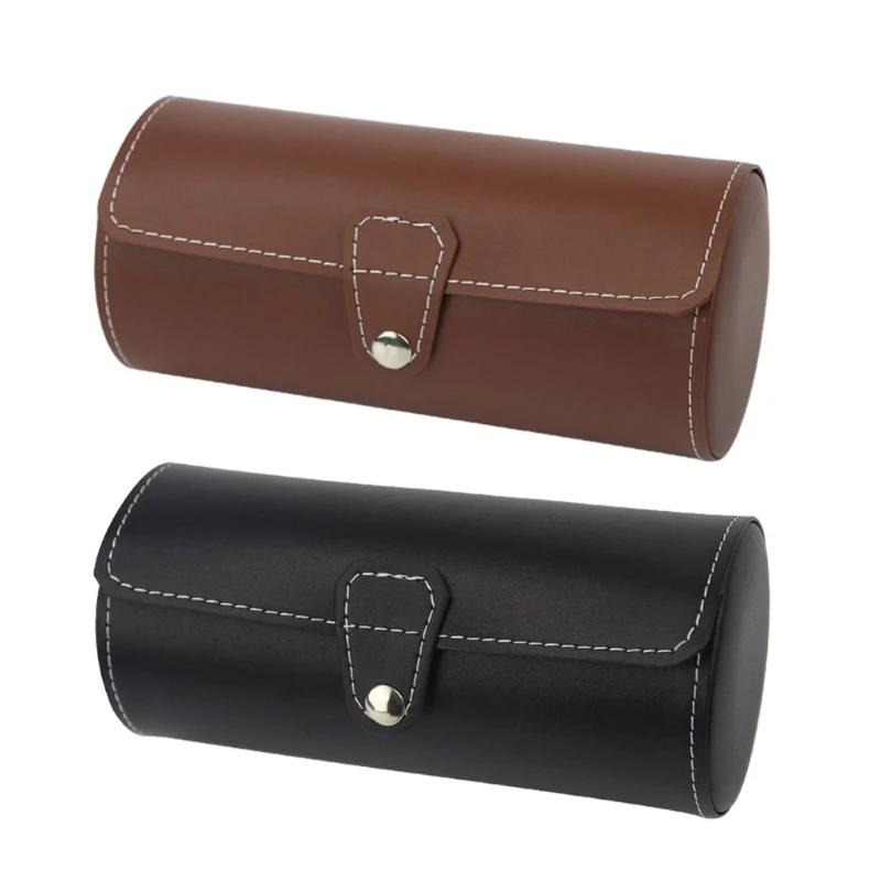 

3 Slots Watch Roll Travel Case Chic Portable Vintage Leather Display Watch Storage Box with Slid in Out Watch Organizers