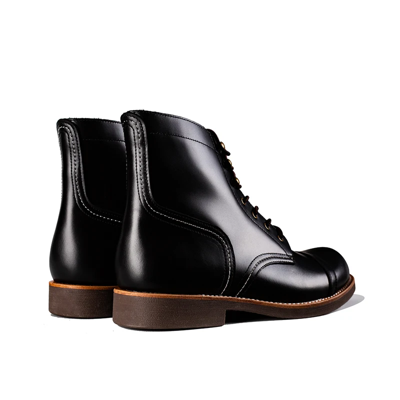 

Mens Chelsea Boots Imported Italian Genuine Leather Round Head Cowboy Vintage Lace Fashion Ankle Boot Black High Top Boot