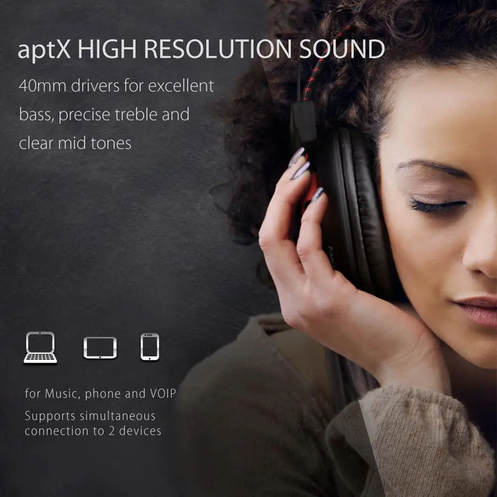 Bluetooth-наушники с микрофоном для ПК aptX Hi-Fi 40 часов | Электроника