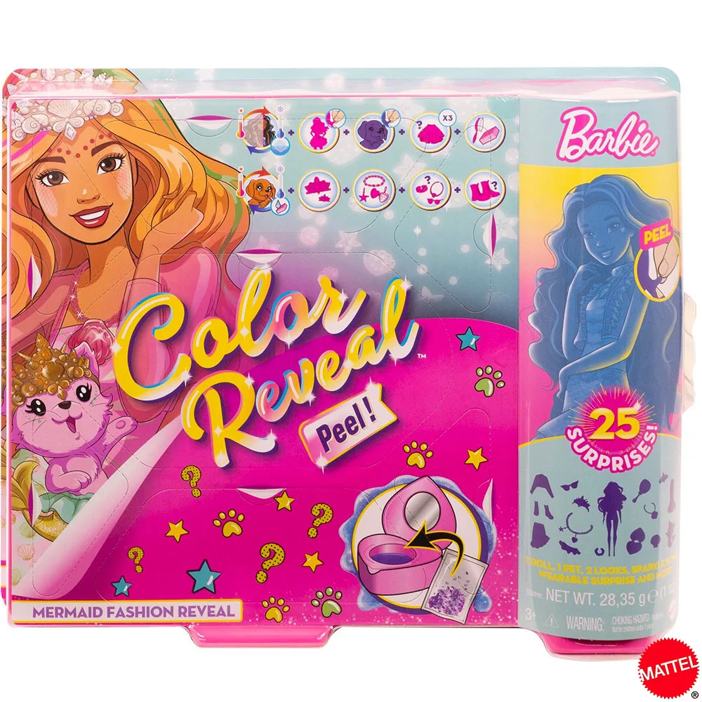 

Original Barbie Color Reveal Peel Doll with 25 Surprises & Mermaid Fantasy Fashion Collection Girls Toys Gift