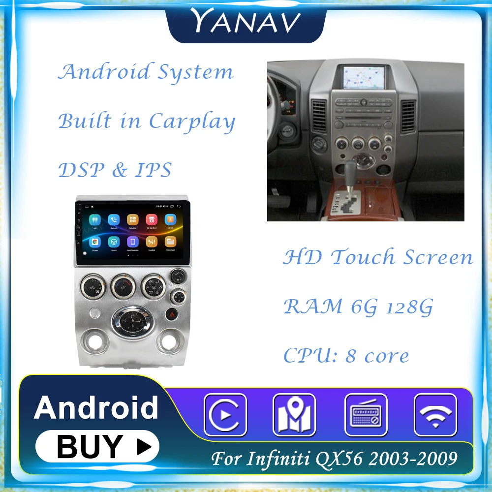 

Android Car Radio Tape Recorder For Infiniti QX56 2003-2009 GPS Navigation Multimedia MP3 Player Head Unit with Wireless Carplay