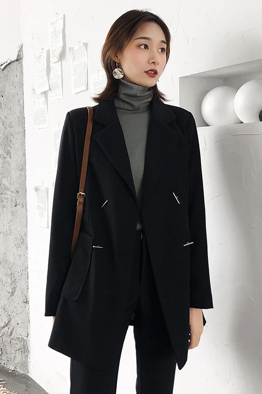 

2020 new autumn single breasted full sleeves high waist blazer and full length pants suit two pieces set U876