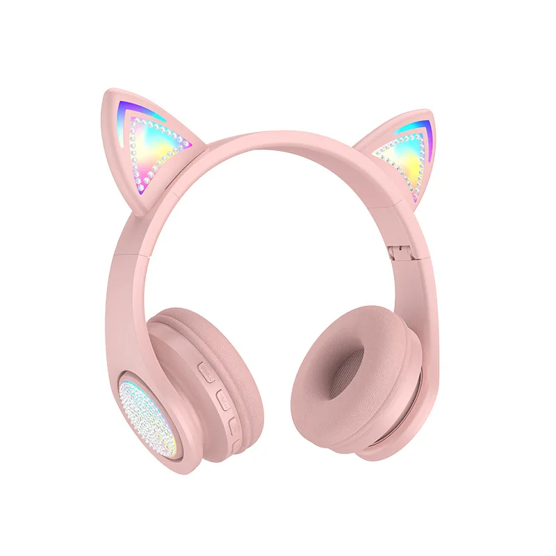 

Cat ear girl wireless bluetooth headset head-mounted mobile phone computer universal wired children's e-sports gaming headphones