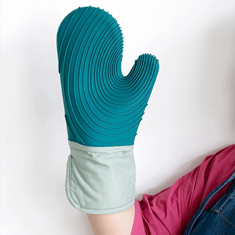 

Silicone Oven Kitchen Microwave Potholder Glove Mitts Heat Resistant Thick Cooking BBQ Grill Oven Mitts Baking