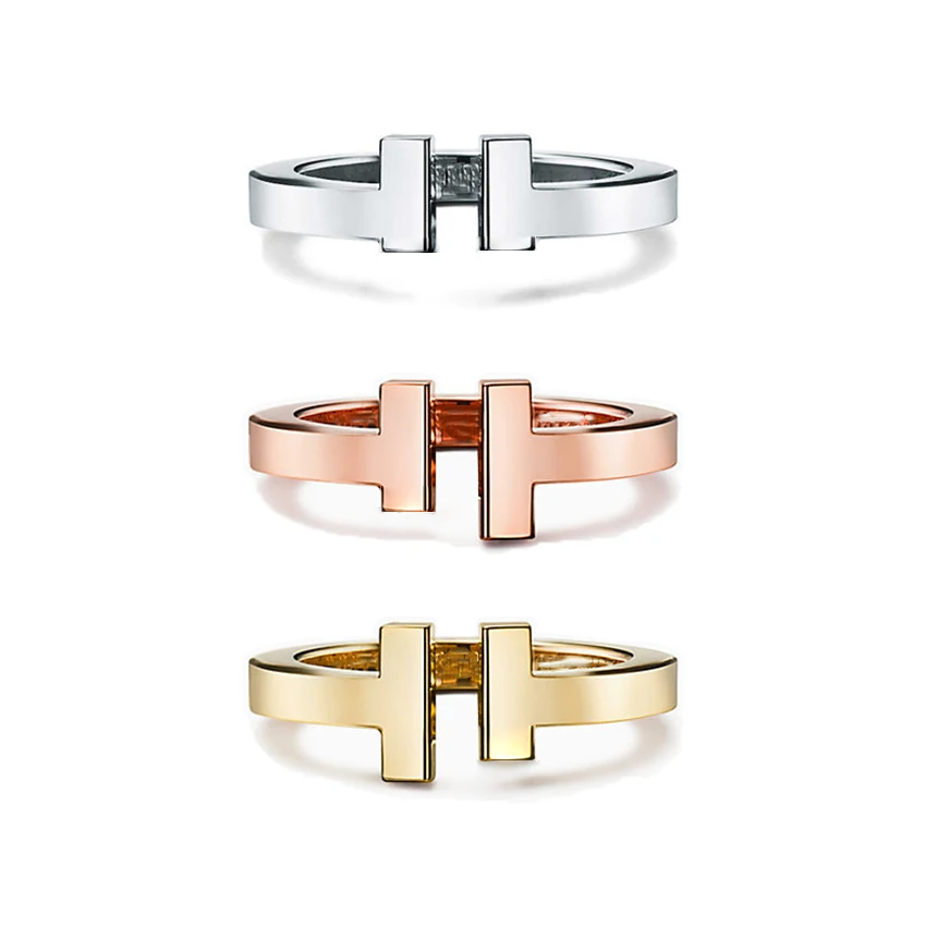 

Classic Popular 925 Sterling Silver Ring Thick T Series Men And Women Couple Style Ring Luxury All-Match Jewelry Gift 3 Colors