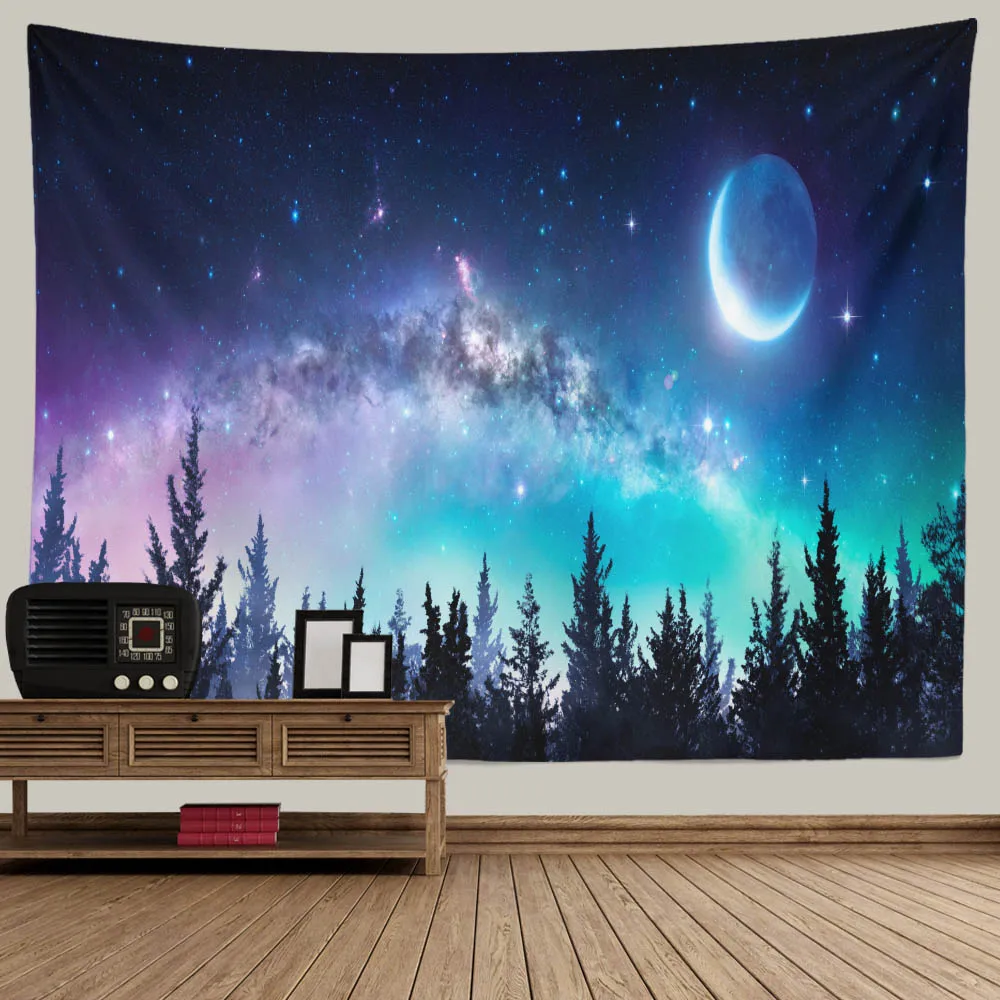 SepYue гобелен с пейзажем Луна Большой лес стены гобелены домашний Спальня звездное