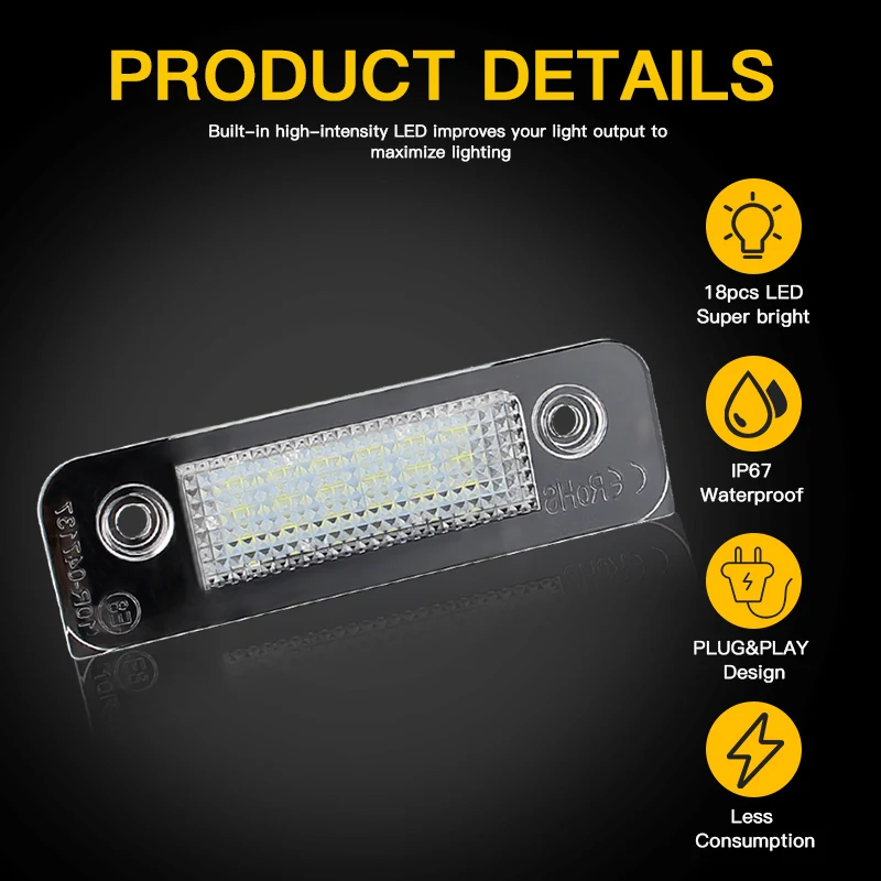 Светодиодные фары Canbus для заднего номерного знака лампы Ford Fiesta Fusion Mondeo MK2 2 шт. |