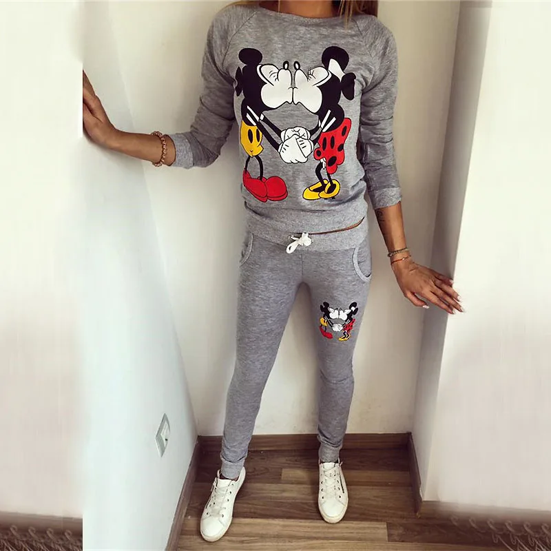 Комплект одежды для девочек из двух предметов с принтом Микки и Минни осенне