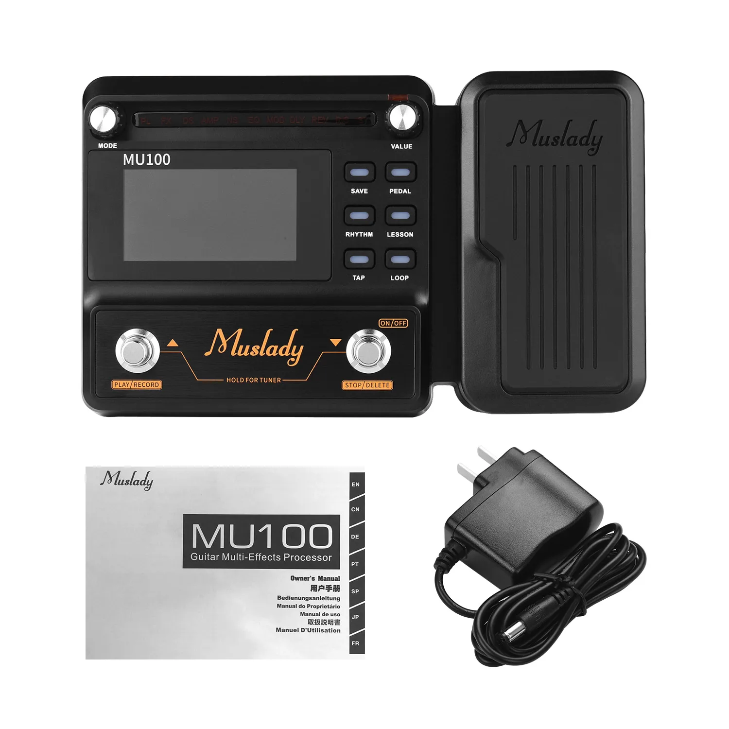 Музыкальный процессор эффектов для гитары Muslady MU100, поддерживающий запись петель длительностью 180 секунд, инструментальные компоненты.