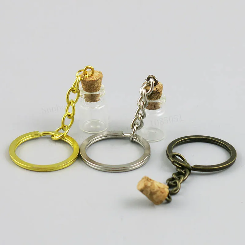 

1ml Tiny Empty Clear Cork Mini Glass Bottle Key Chain Pendants Small Wishing Bottles Vial Arts Jar For Bracelet Gift 50pcs