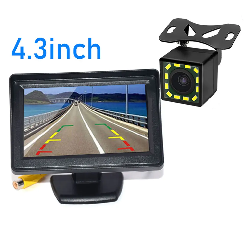 camera monitor 4,3 TFT автомобильный монитор+ камера заднего вида водонепроницаемый ЕС Европейский номерной знак рамка парктроник обратная камера ночного видения резервная камера - Цвет: camera monitor