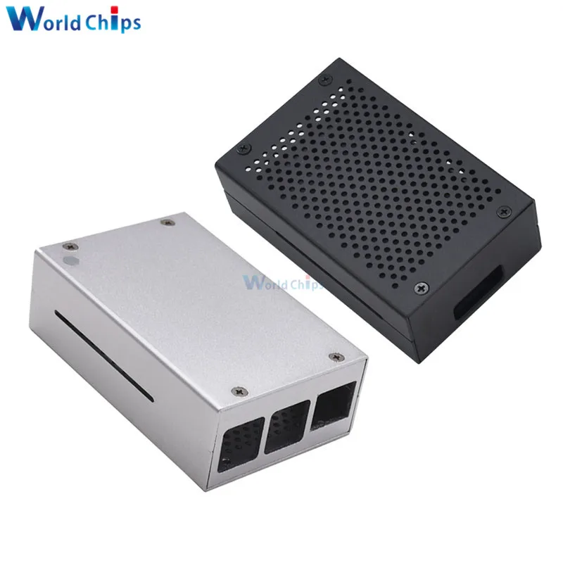 Черный/серебристый чехол из алюминиевого сплава для Raspberry Pi 4 модель B защитный