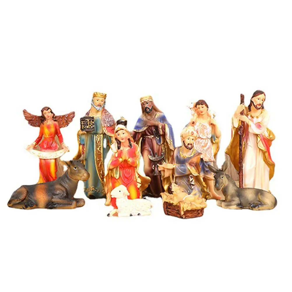 

Статуэтка из смолы в виде рождественской кроватки с изображением Христова, детская кроватка с Иисусом, семейная католическая церковь, дома...