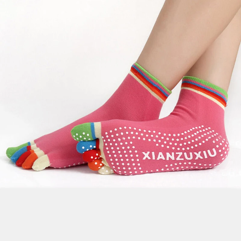 

1Pair Women Yoga Anti-Slip Socks Ankle Grip Durable Colorful 5 Toes Cotton Yoga Socks Exercise Sports Pilates Massage Sock